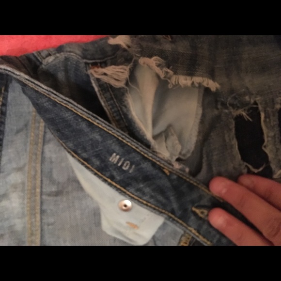 Aeropostale Denim Midi Shorts Distressed Denim - Picture 3 of 5